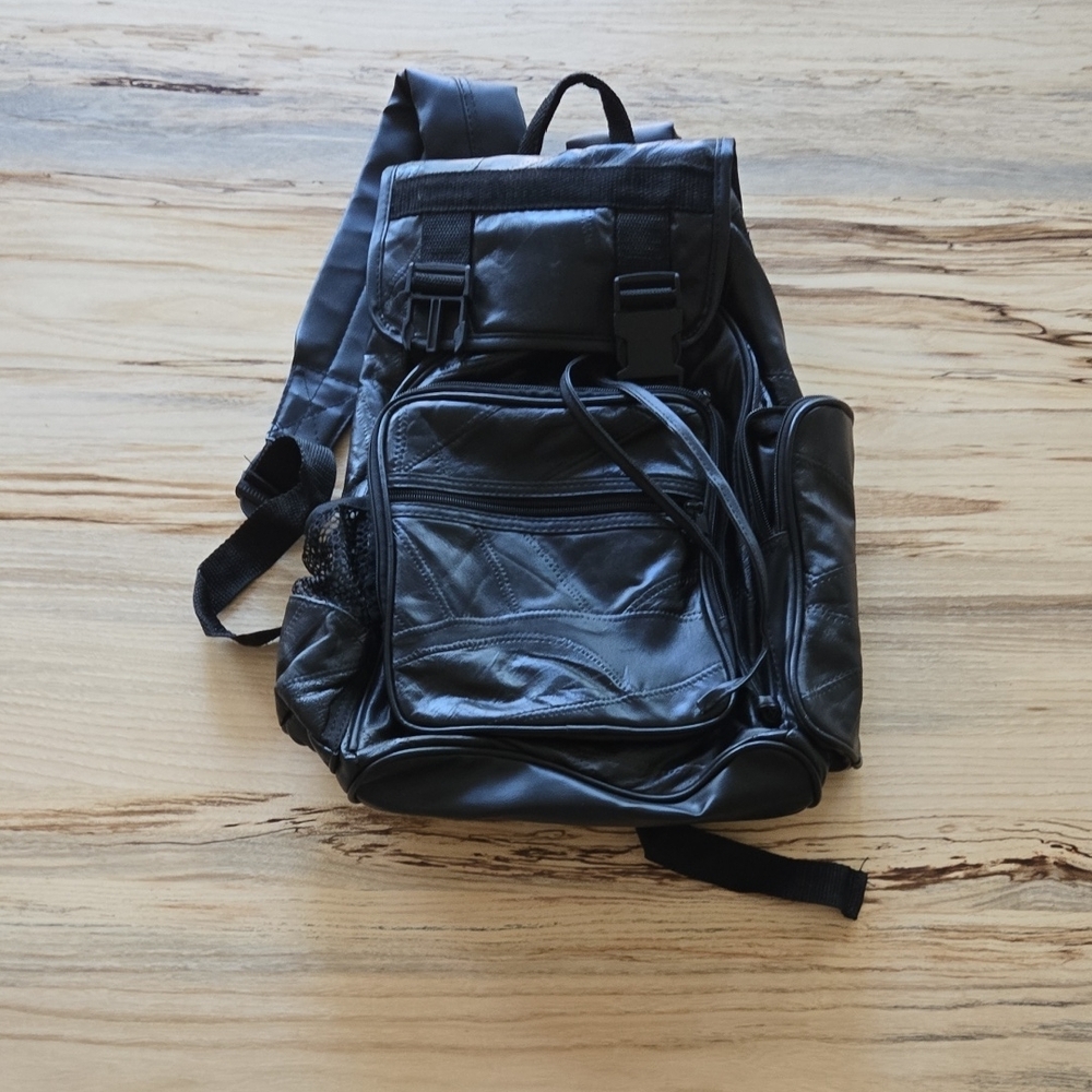 Leather Black Backpack